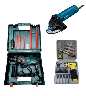 Перфоратор Shtenli 1120P (1120 Вт) со съемной головой + подарок набор инструментов + Угловая шлифмашина Shtenli GA 7050