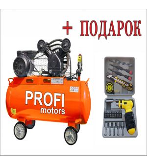 Компрессор PROFI MOTORS 50-2 PRO (50 л, 2,5 кВт, 2 цилиндра)