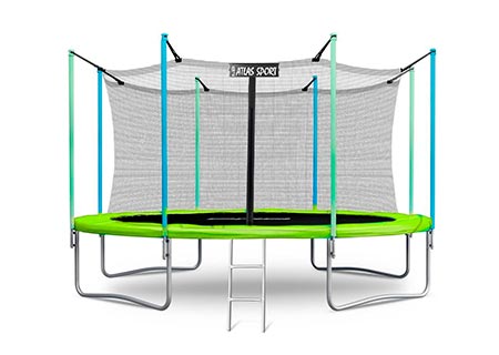 Батут Atlas Sport 374 см с внутренней сеткой и лестницей