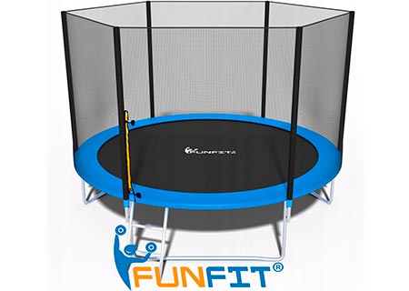 Батут FunFit 252 см с внешней сеткой и лестницей
