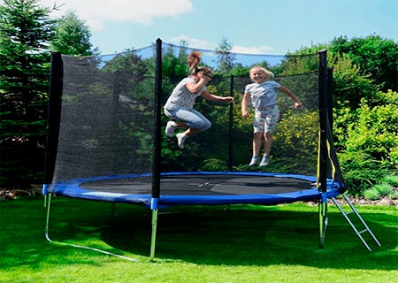 Батут FunFit 252 см с внешней сеткой и лестницей