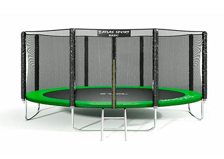 Батут Atlas Sport 435 см с внешней сеткой и лестницей