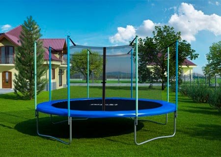 Батут Atlas Sport 374 см с внутренней сеткой и лестницей